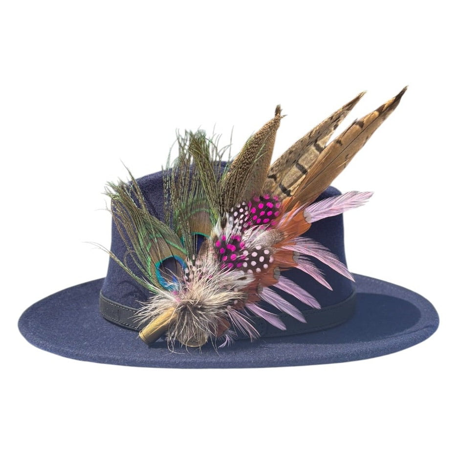 Peacock, Cerise Pink and Light Pink Feather Hat Pin CFP862