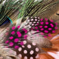Peacock, Cerise Pink and Light Pink Feather Hat Pin CFP862