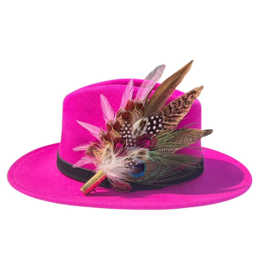 Cerise Pink and Light Pink Feather Hat Pin CFP863