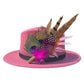 Peacock, Cerise Pink and Light Pink Feather Hat Pin CFP864