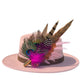 Peacock, Cerise Pink and Light Pink Feather Hat Pin CFP864