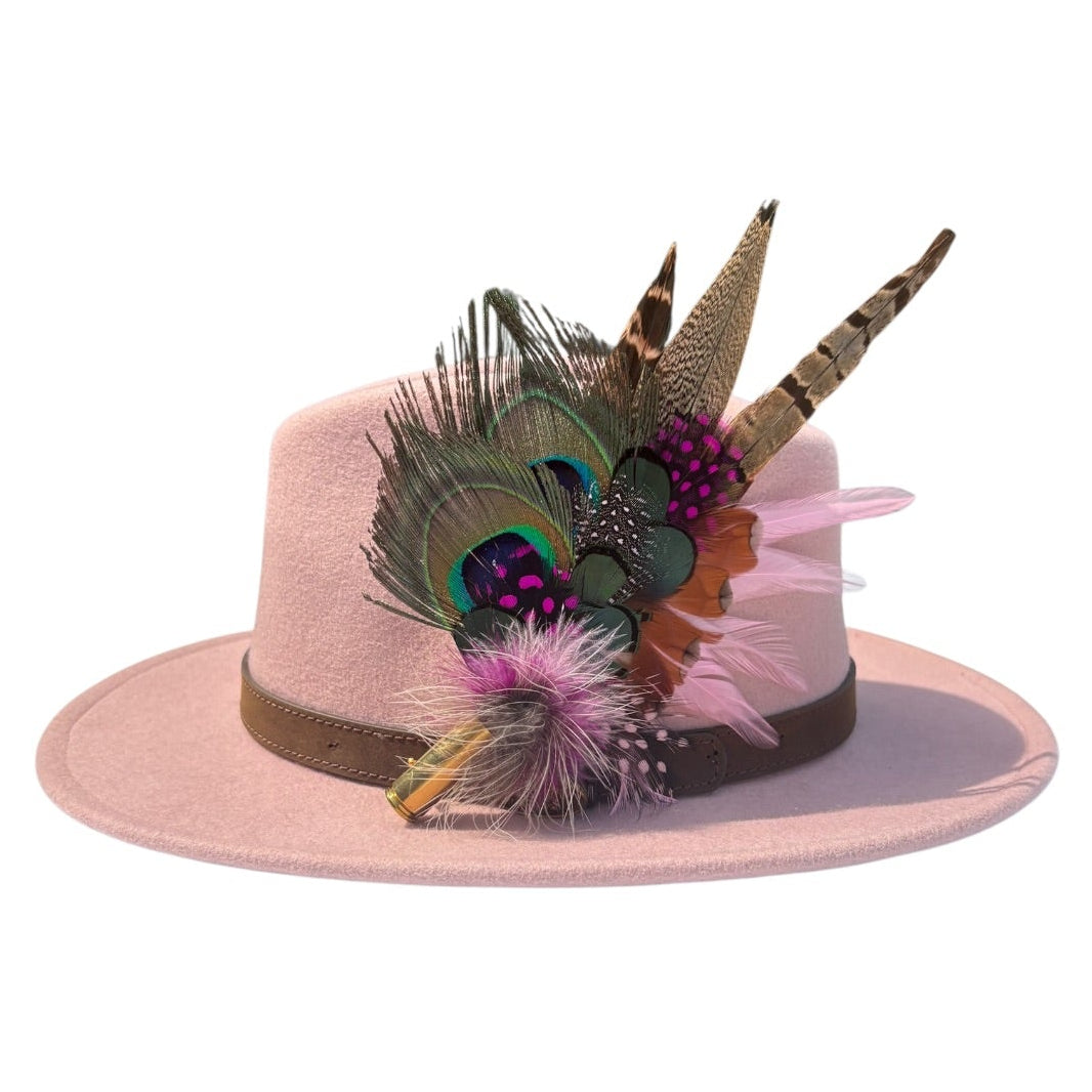 Cerise and Light Pink Feather Hat Pin CFP866