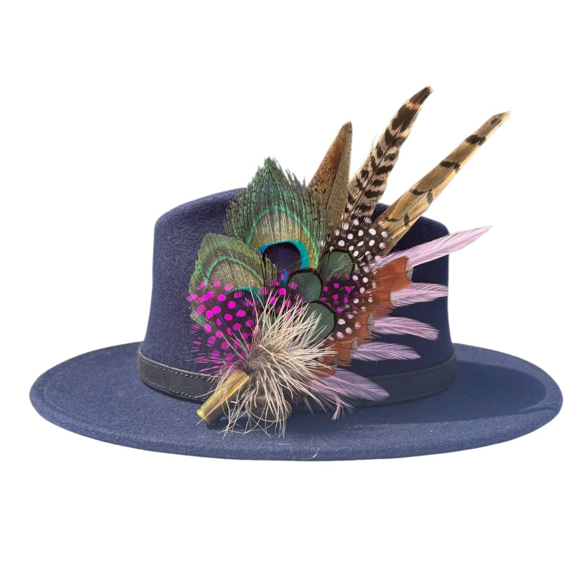 Peacock, Cerise and Light Pink Feather Hat Pin CFP867