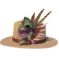 Peacock, Cerise and Light Pink Feather Hat Pin CFP867