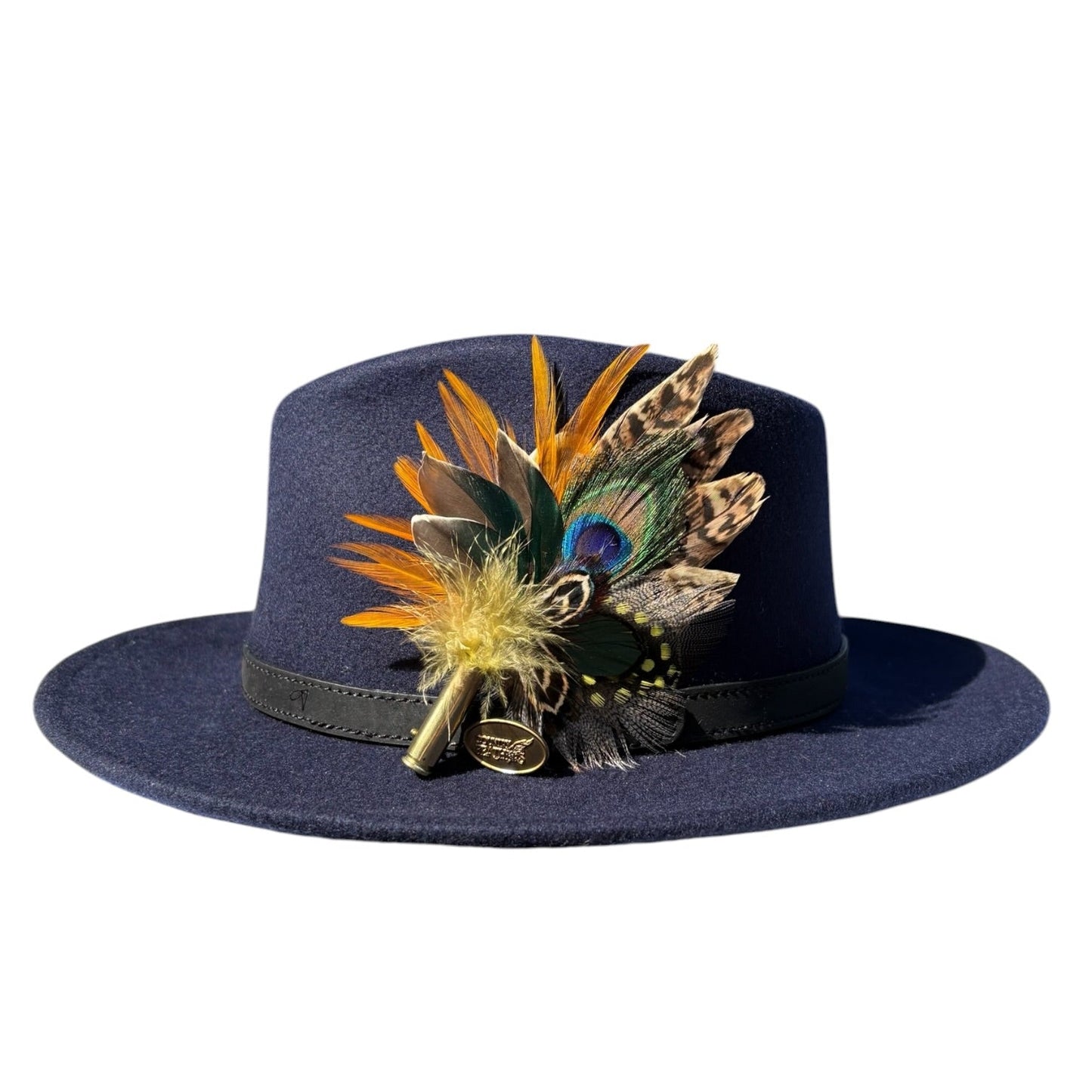 Teal, Peacock and Natural Feather Hat Pin CFP883