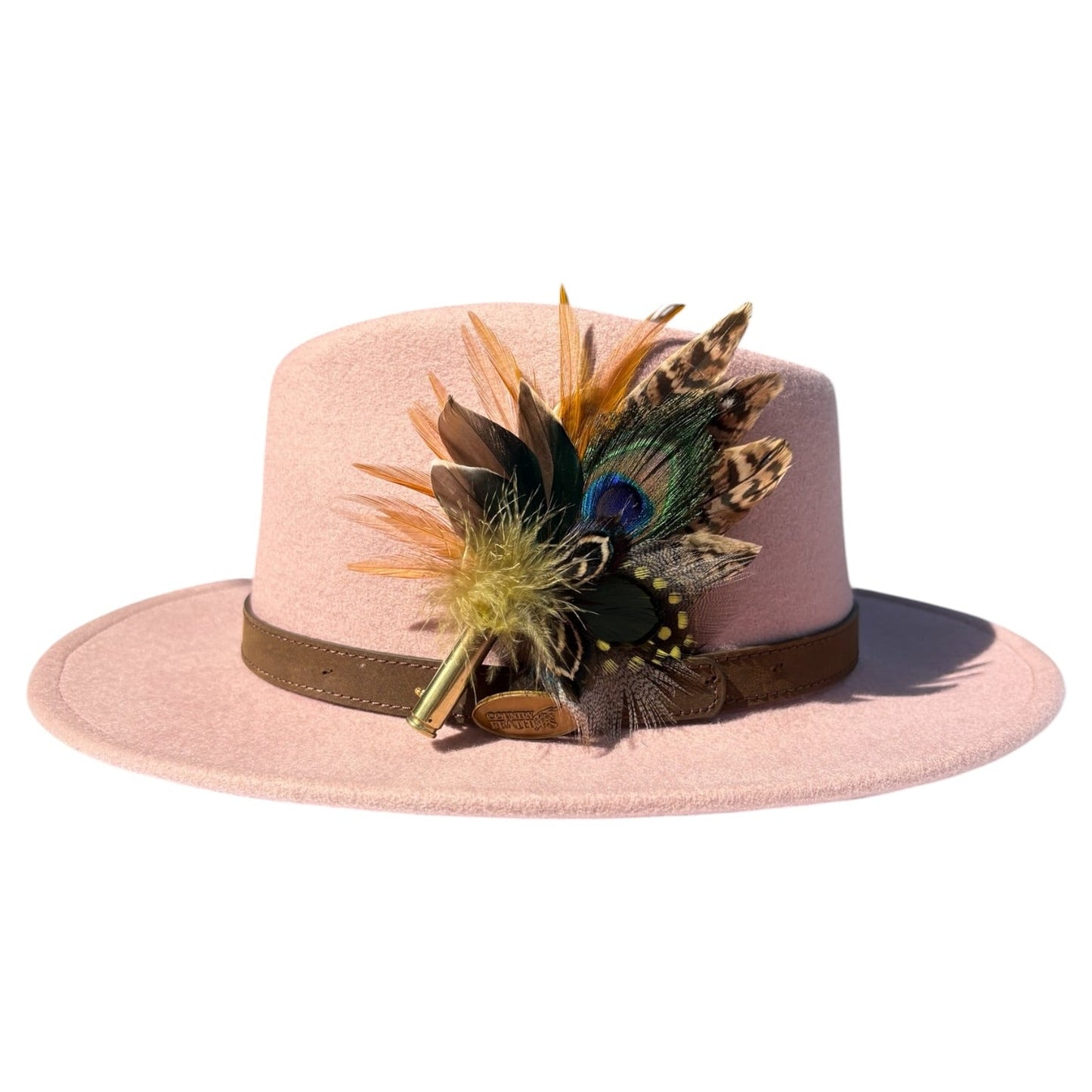 Teal, Peacock and Natural Feather Hat Pin CFP883