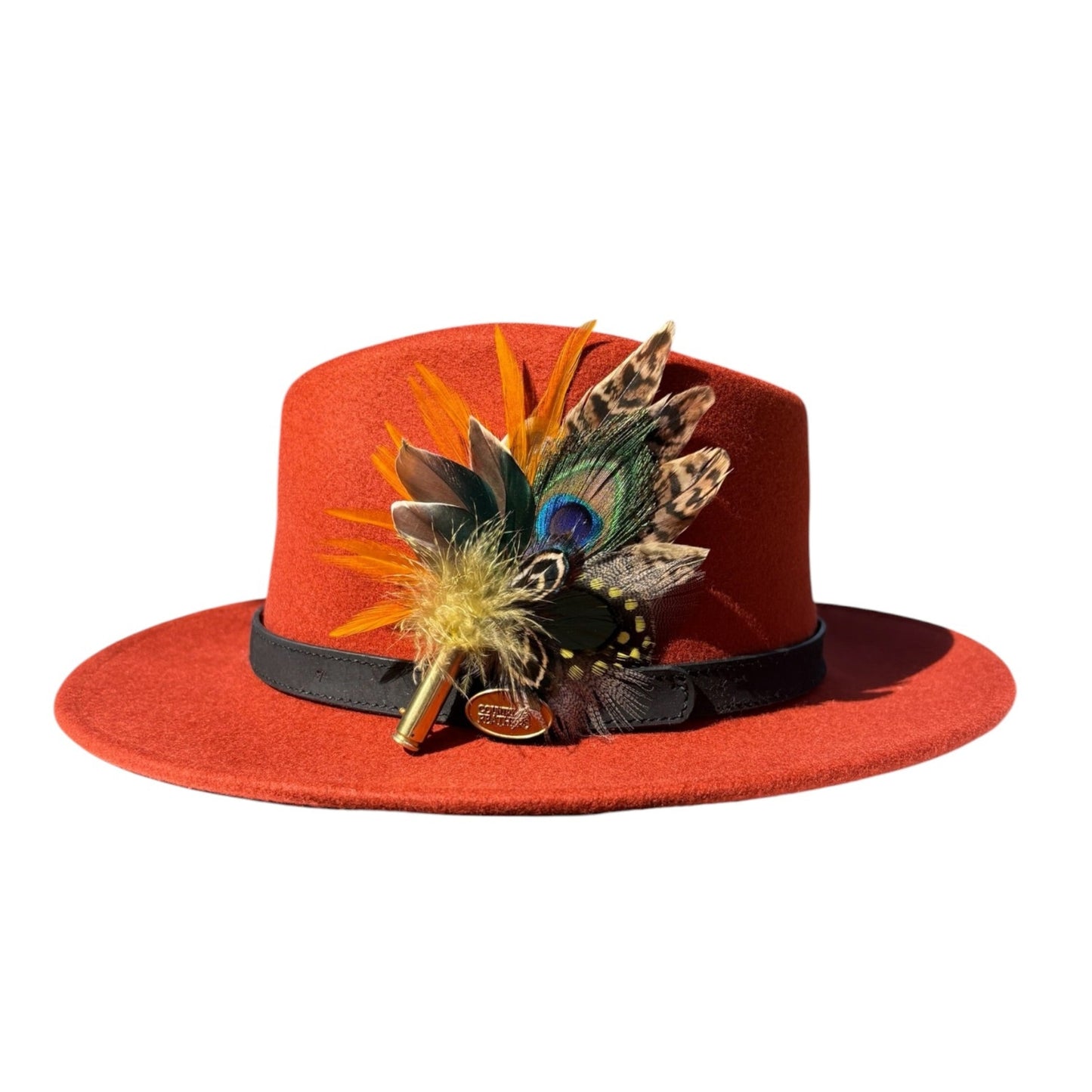 Teal, Peacock and Natural Feather Hat Pin CFP883