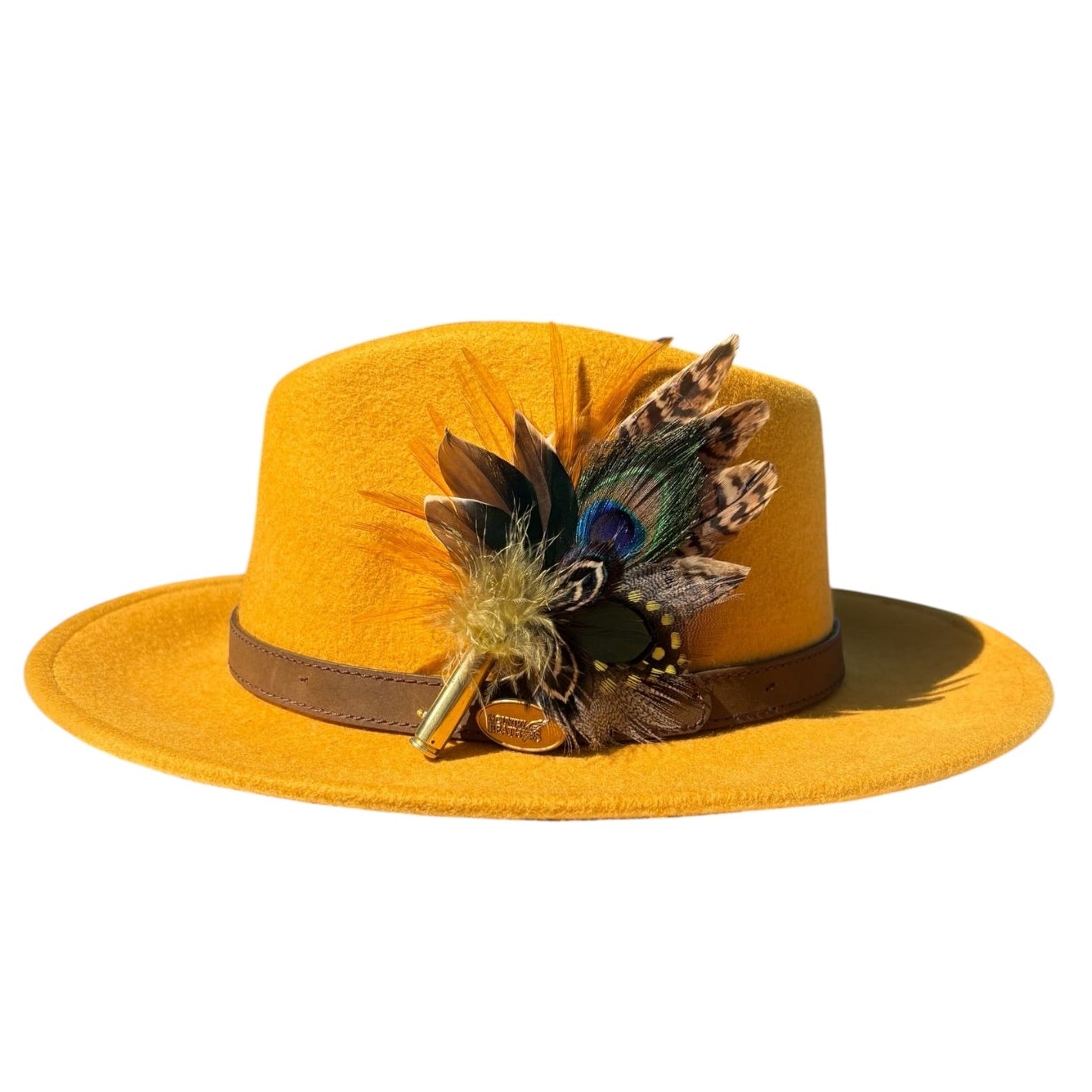 Teal, Peacock and Natural Feather Hat Pin CFP883