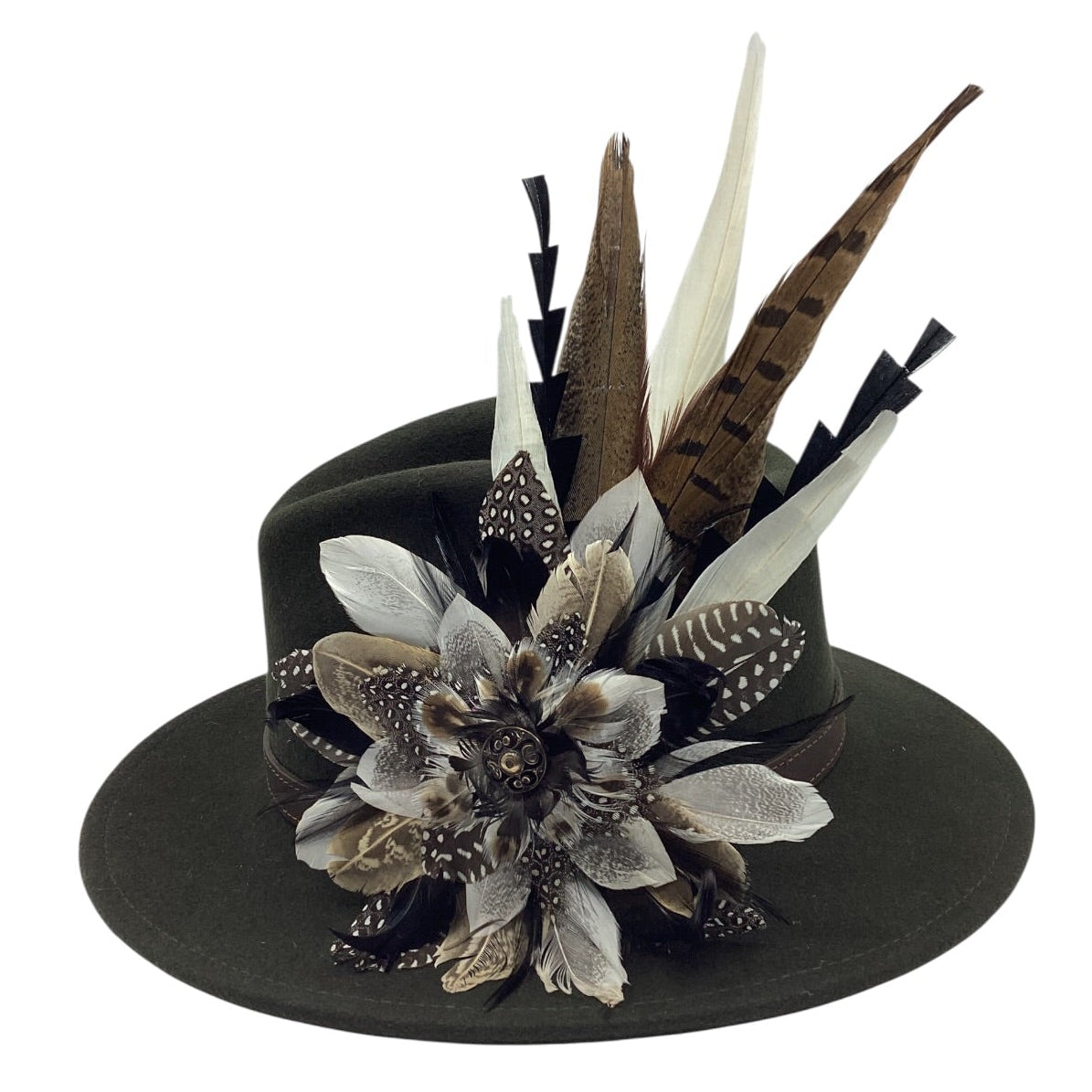 Black, White 7 Natural Feather Hat Pin (CFP821)