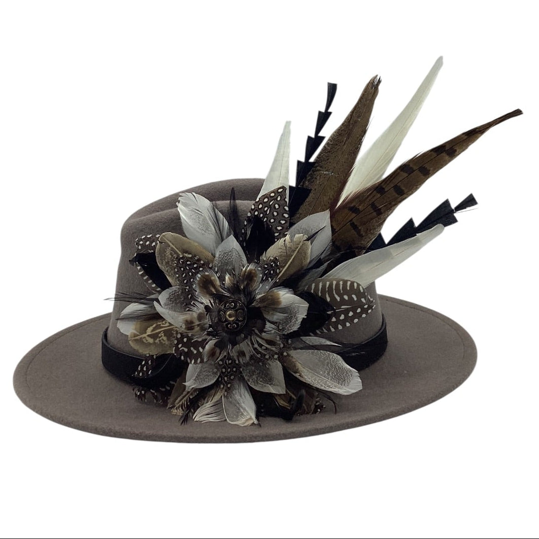 Black, White 7 Natural Feather Hat Pin (CFP821)