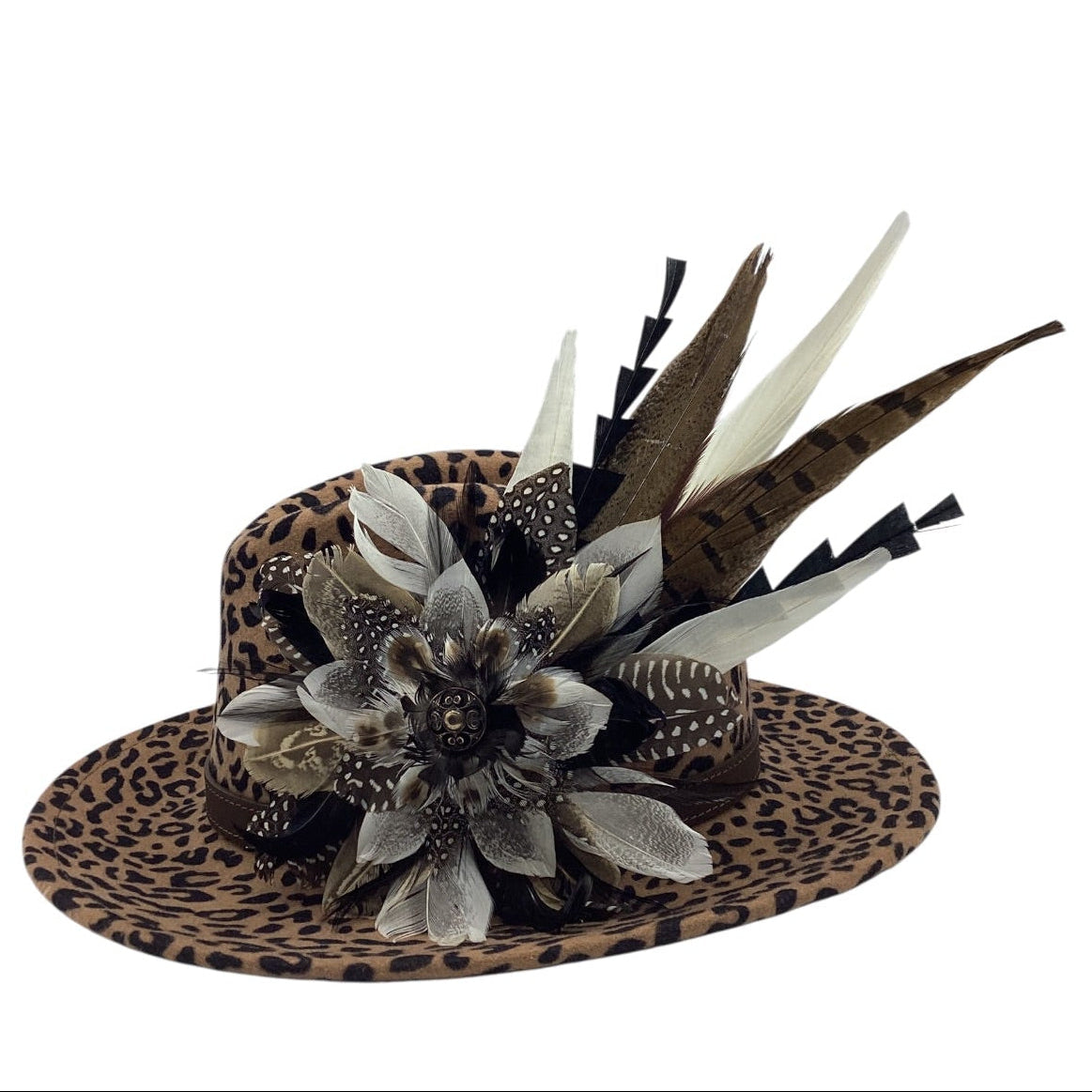Black, White 7 Natural Feather Hat Pin (CFP821)