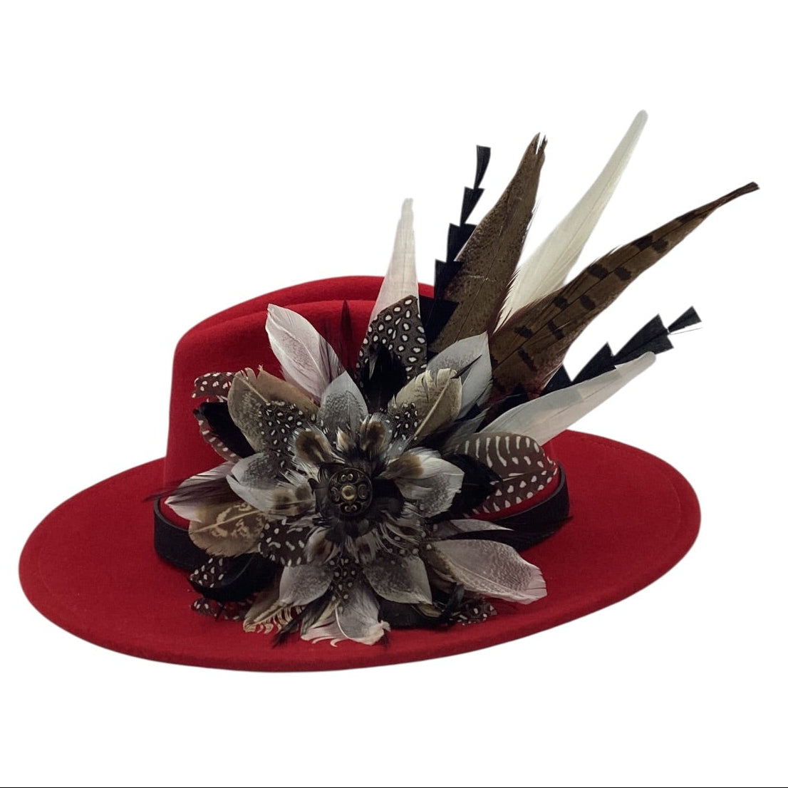 Black, White 7 Natural Feather Hat Pin (CFP821)