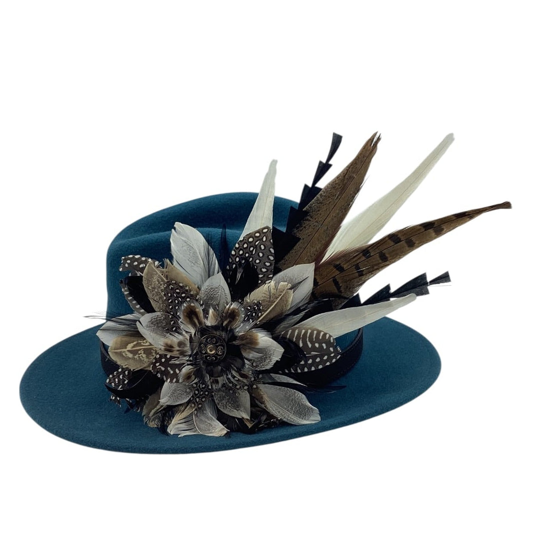 Black, White 7 Natural Feather Hat Pin (CFP821)