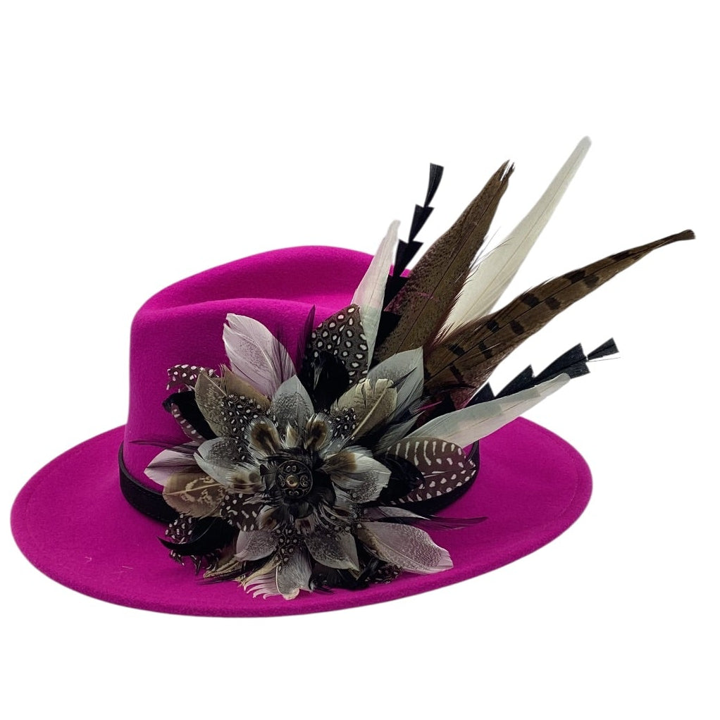 Black, White 7 Natural Feather Hat Pin (CFP821)