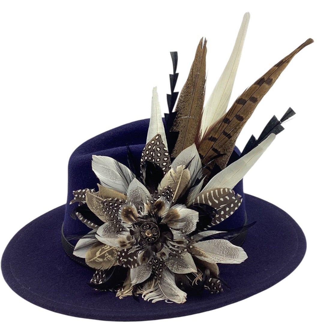 Black, White 7 Natural Feather Hat Pin (CFP821)