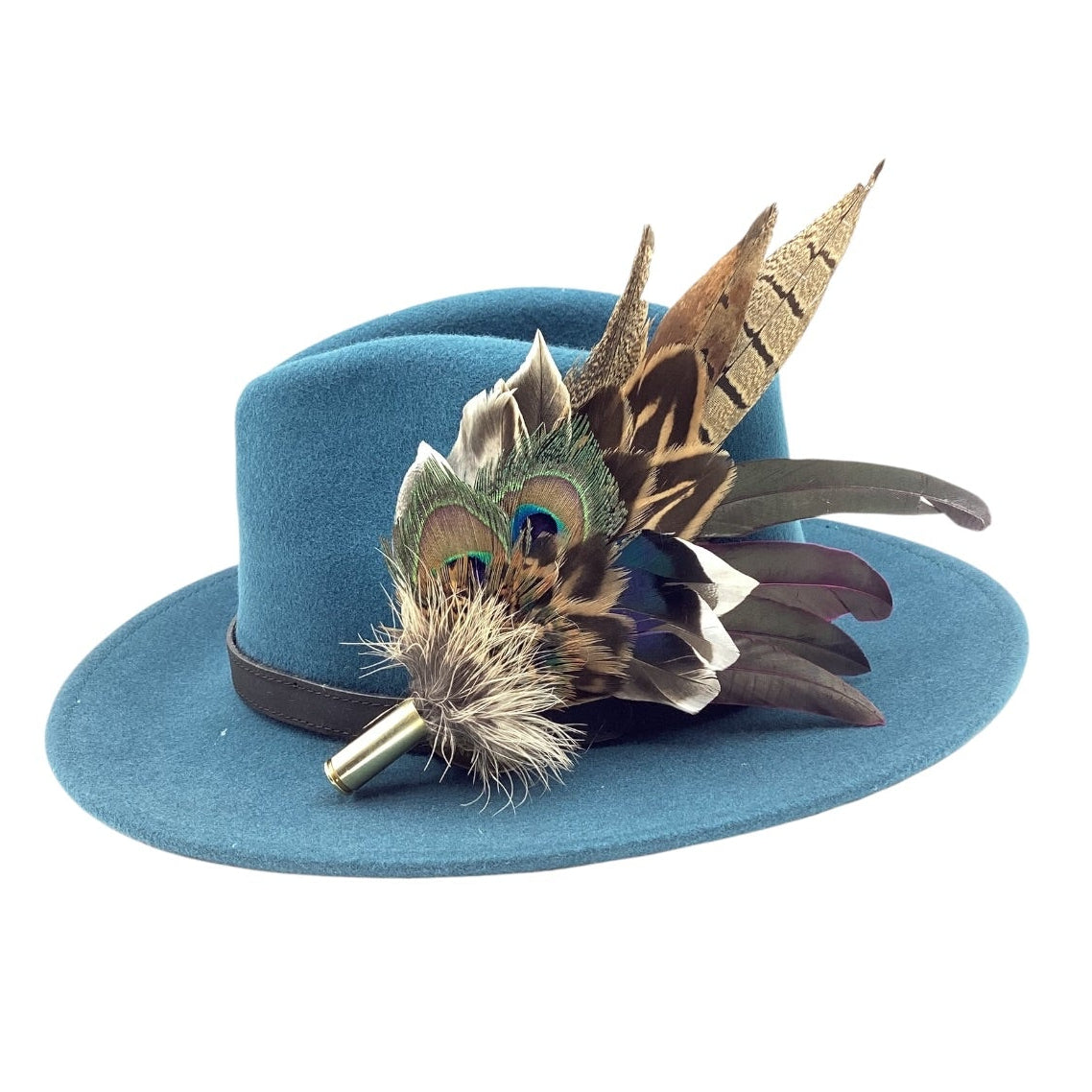 Wine  and Natural Feather Hat Pin (CFP825)