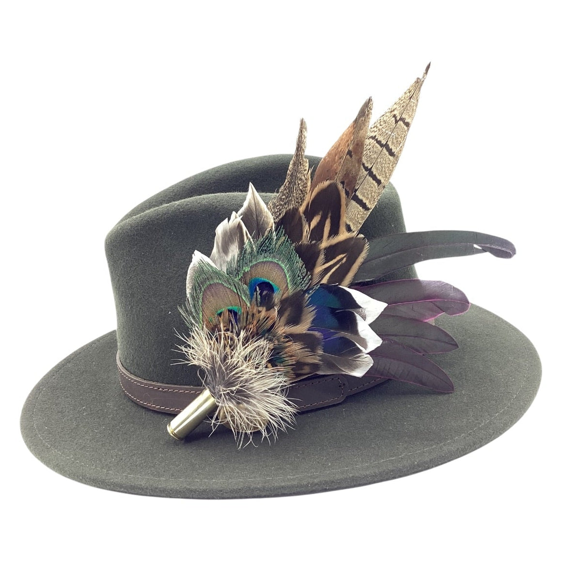 Wine  and Natural Feather Hat Pin (CFP825)