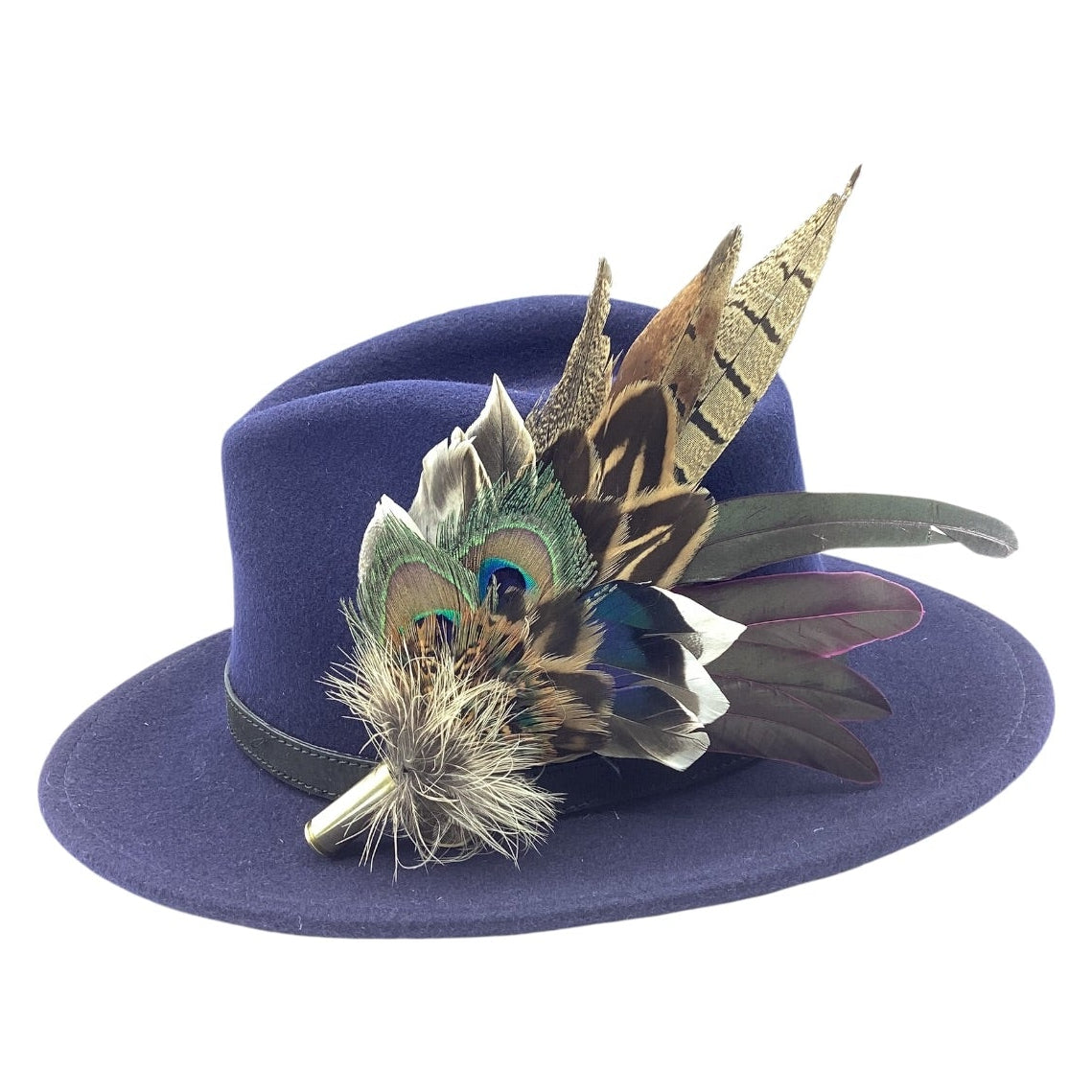 Wine  and Natural Feather Hat Pin (CFP825)