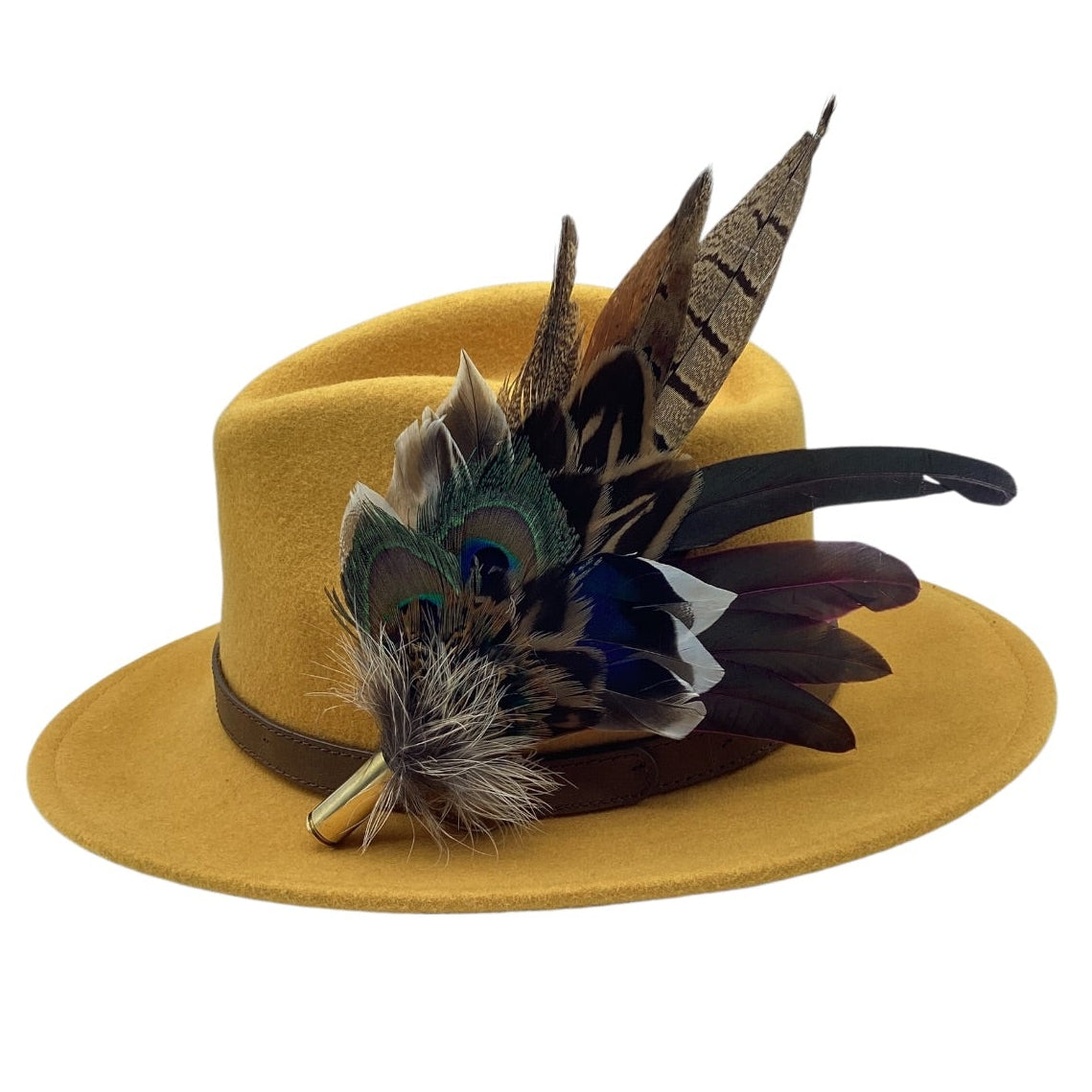 Wine  and Natural Feather Hat Pin (CFP825)