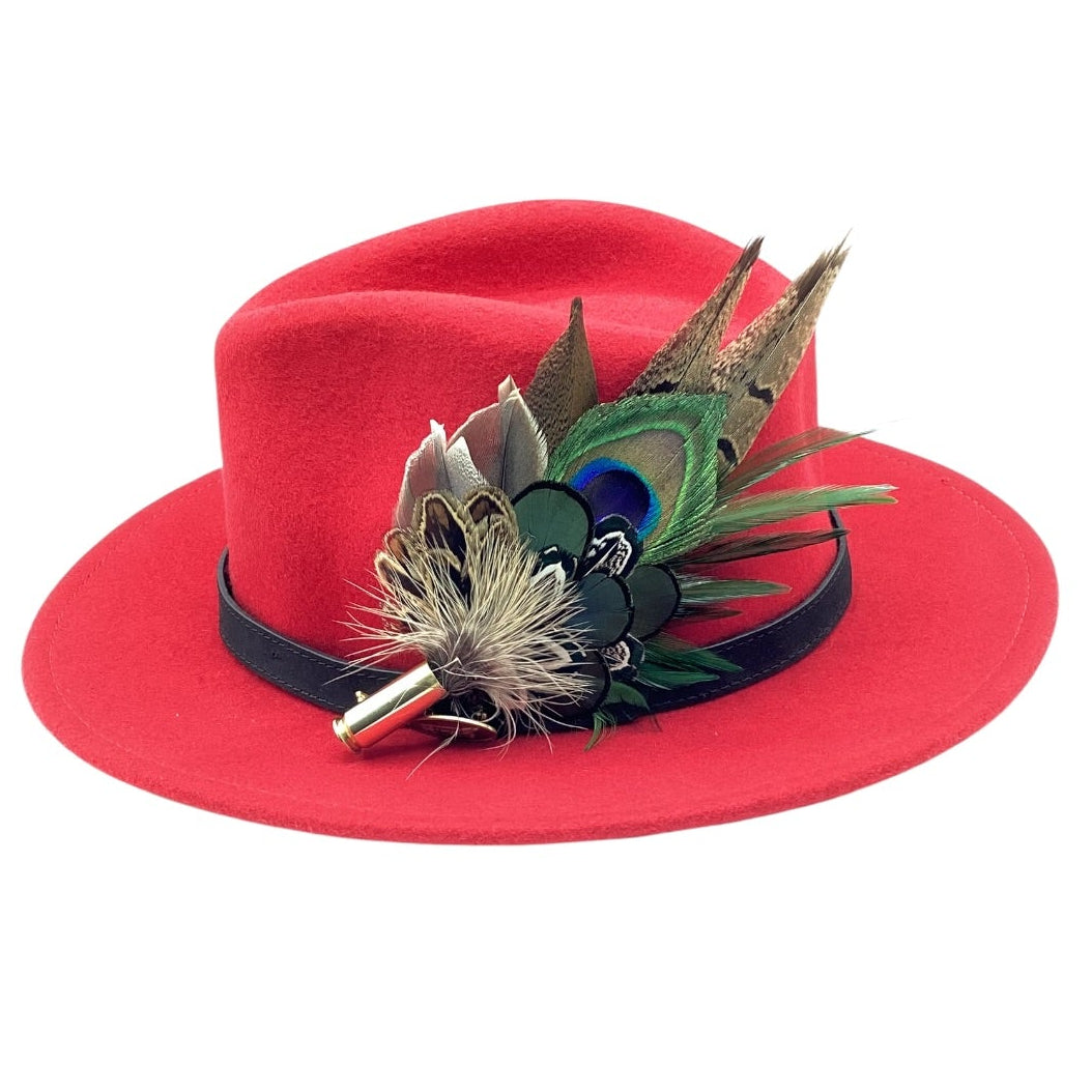 Emerald Green and Natural Feather Hat Pin (CFP826)
