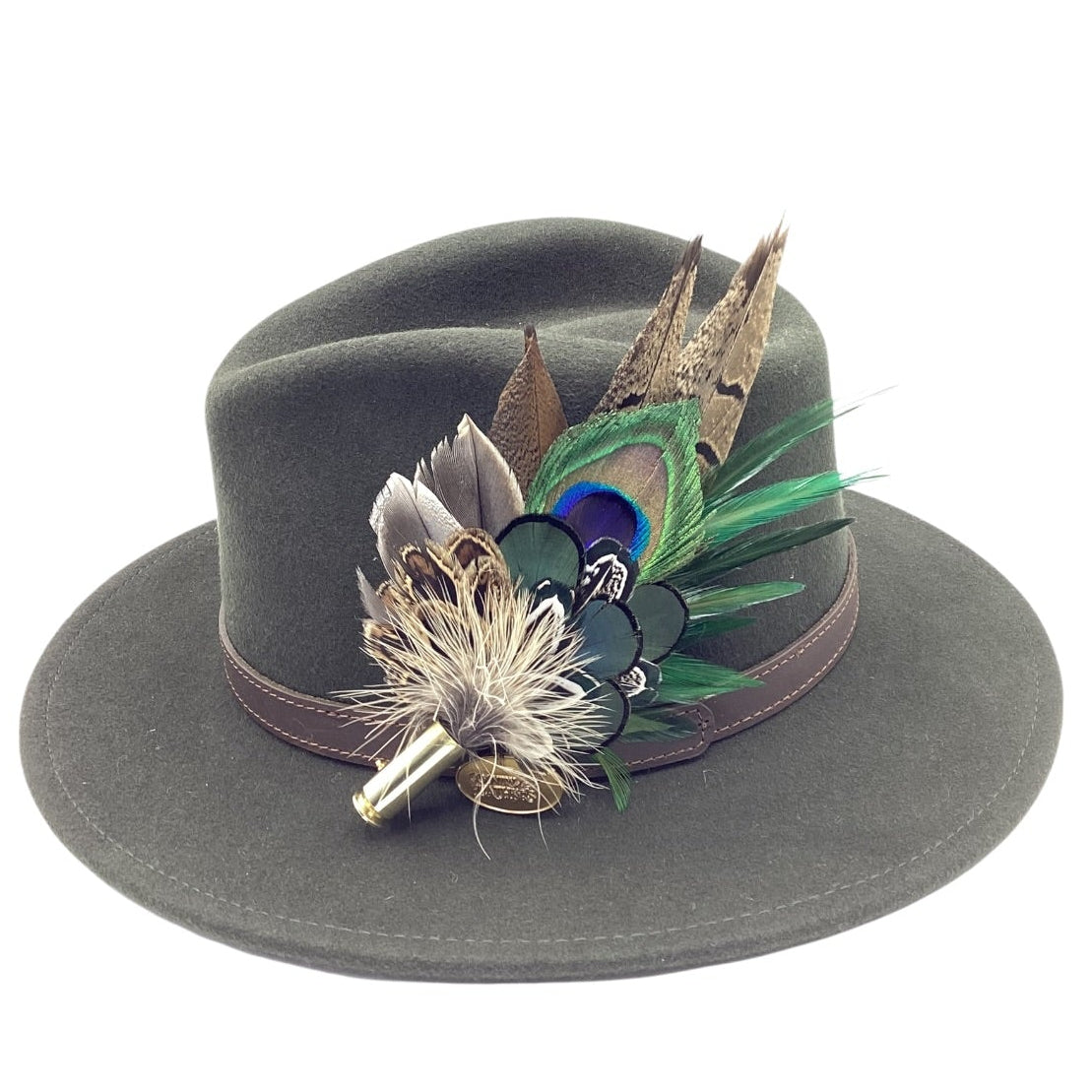 Emerald Green and Natural Feather Hat Pin (CFP826)