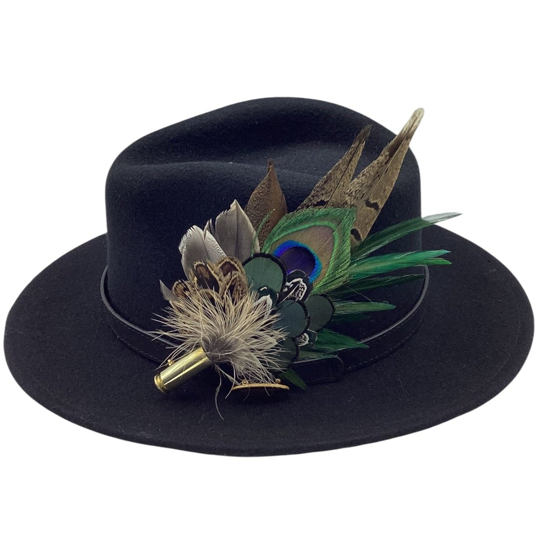 Emerald Green and Natural Feather Hat Pin (CFP826)