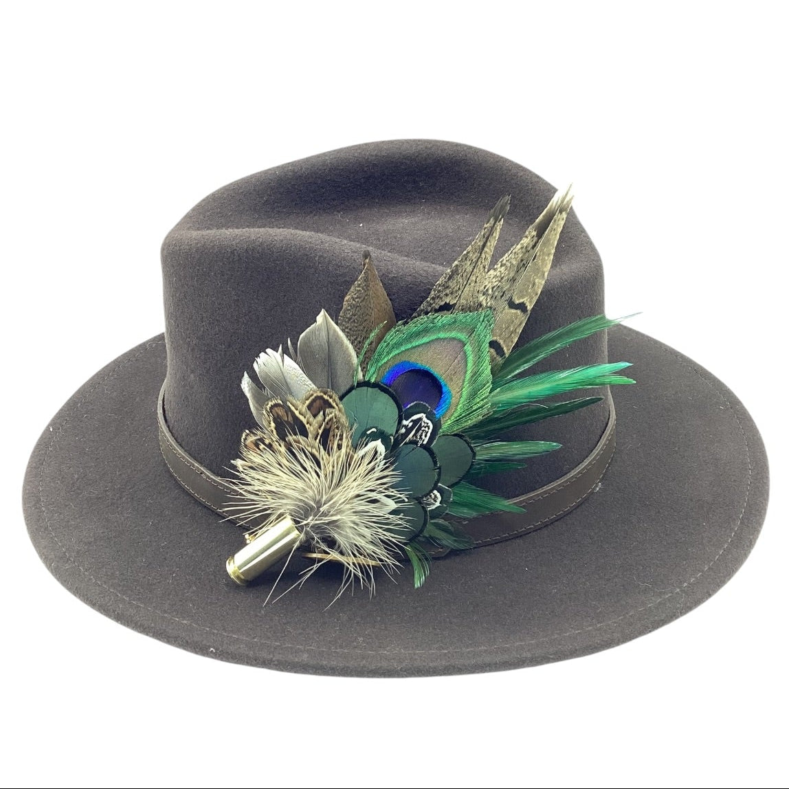 Emerald Green and Natural Feather Hat Pin (CFP826)