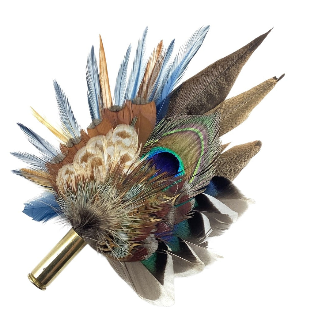 Blue Rust and Natural Feather Hat Pin (CFP827)