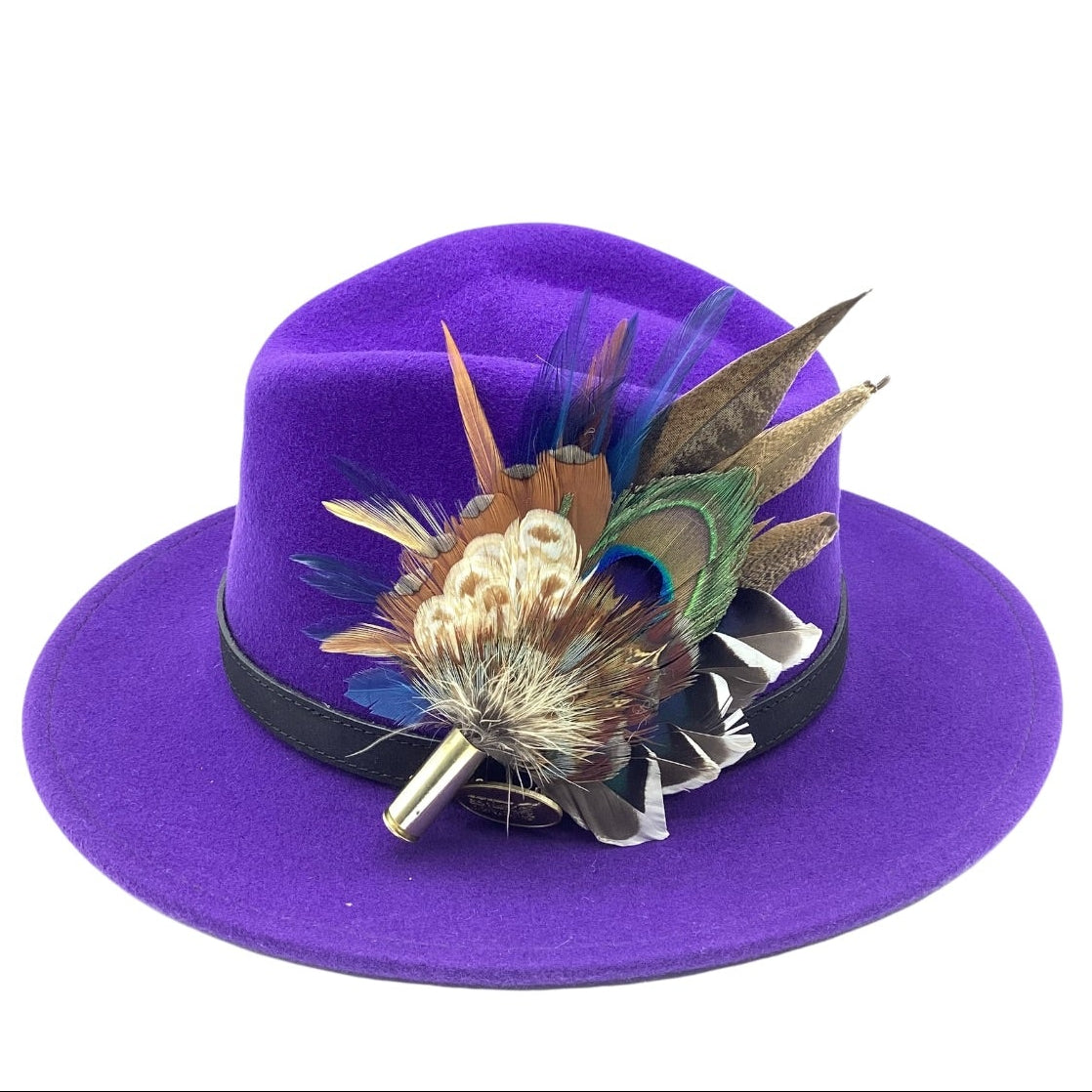 Blue Rust and Natural Feather Hat Pin (CFP827)