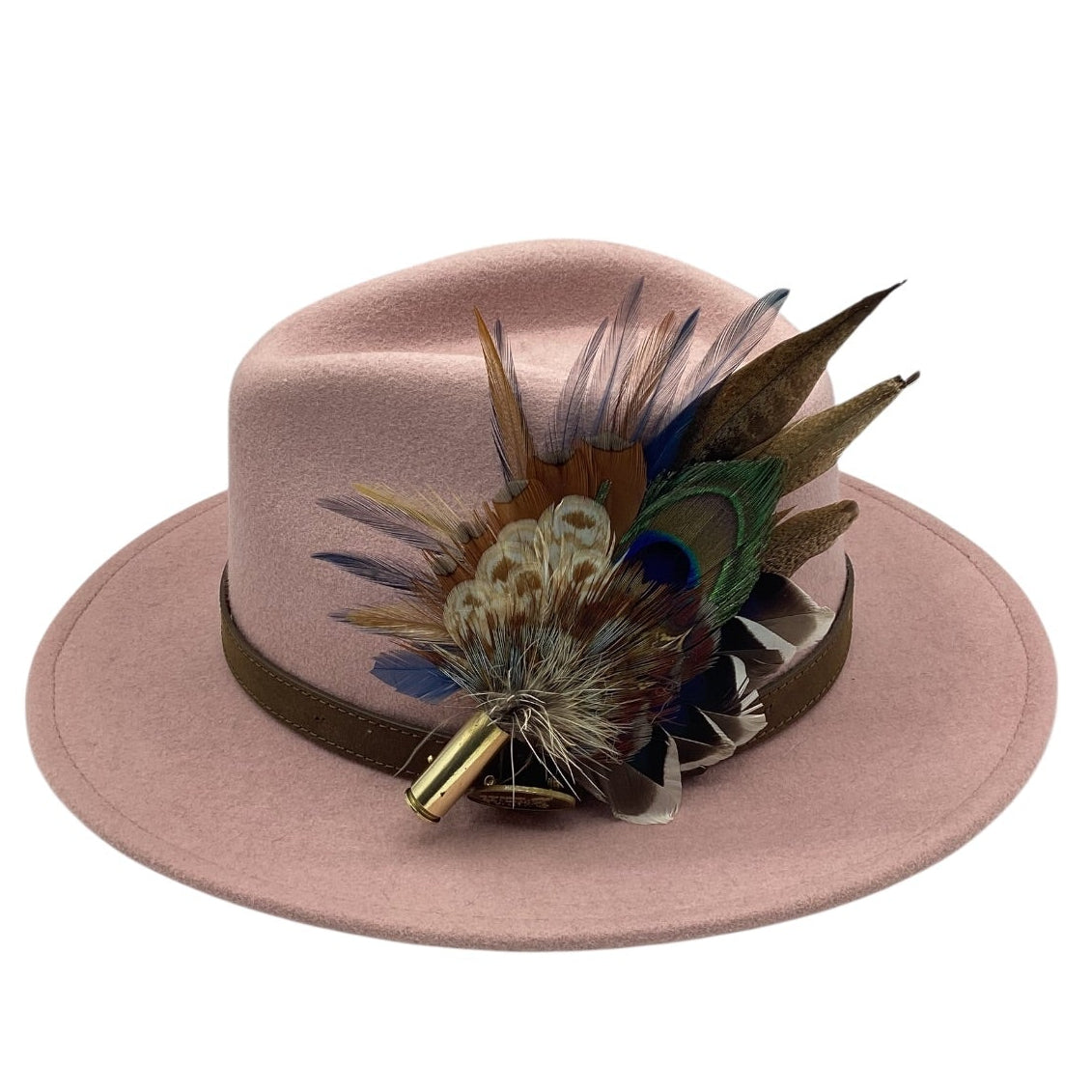 Blue Rust and Natural Feather Hat Pin (CFP827)