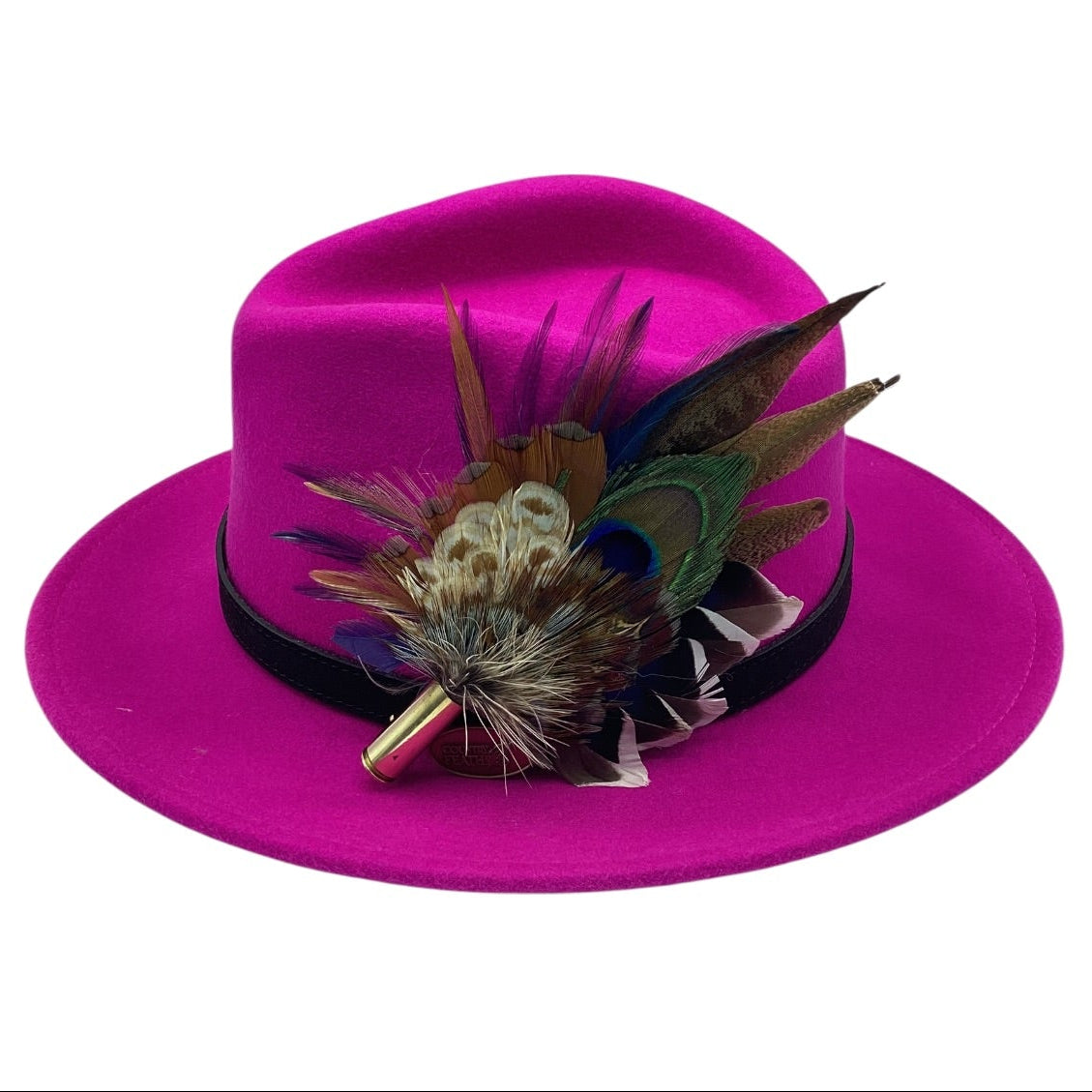 Blue Rust and Natural Feather Hat Pin (CFP827)