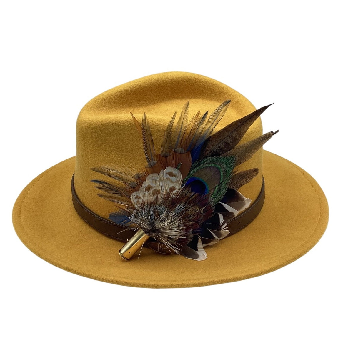 Blue Rust and Natural Feather Hat Pin (CFP827)