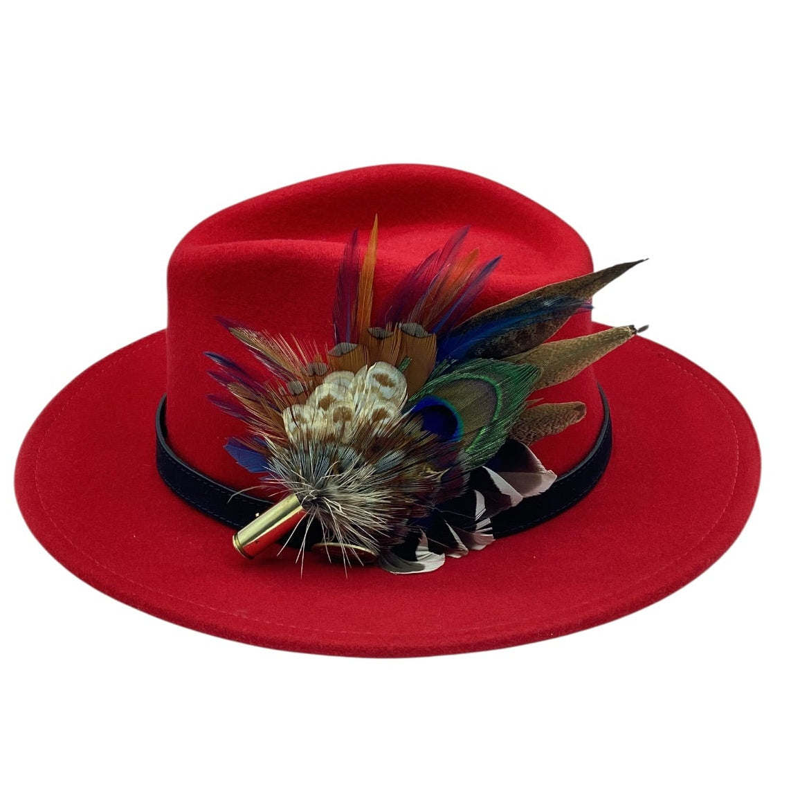 Blue Rust and Natural Feather Hat Pin (CFP827)