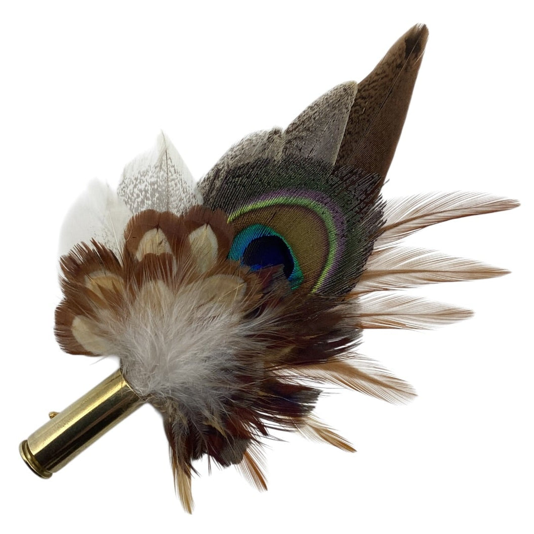 Mustard brown and Natural Feather Hat Pin (CFP828)