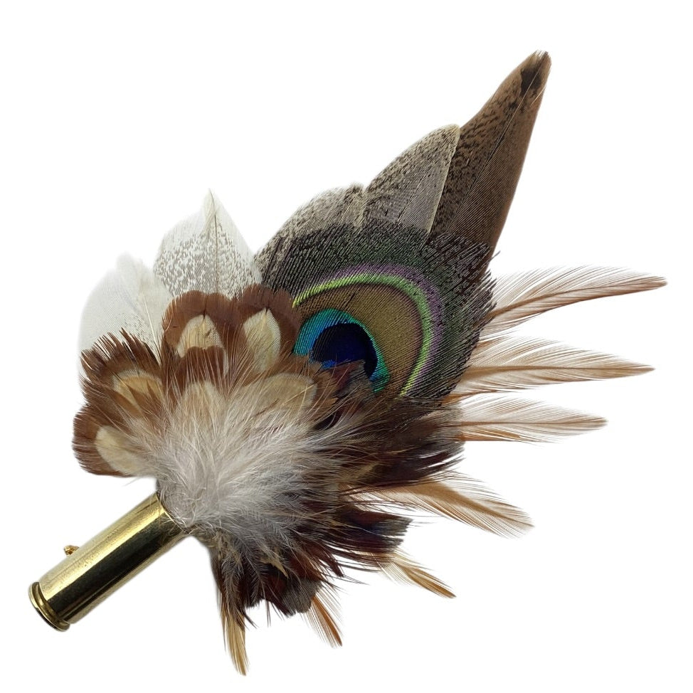 Mustard brown and Natural Feather Hat Pin (CFP828)