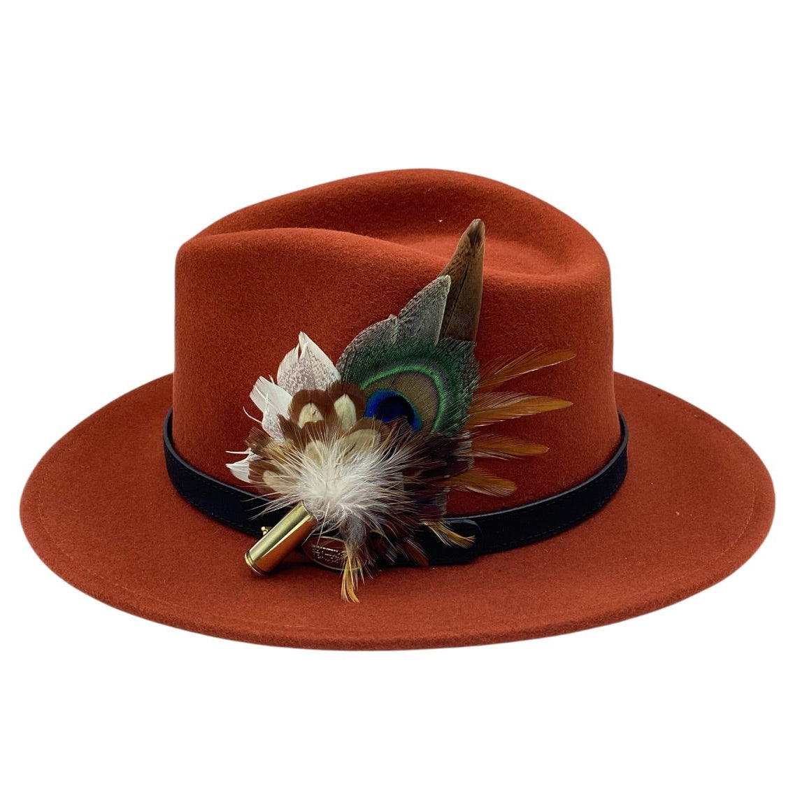 Mustard brown and Natural Feather Hat Pin (CFP828)