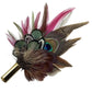 Wine, Green and Natural Feather Hat Pin (CFP829)