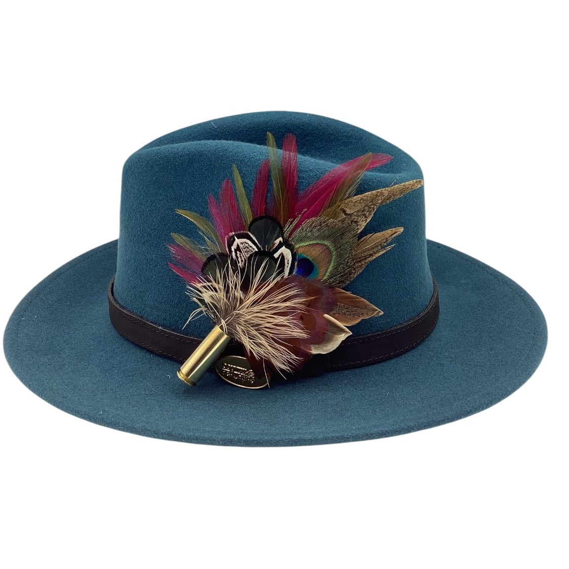 Wine, Green and Natural Feather Hat Pin (CFP829)