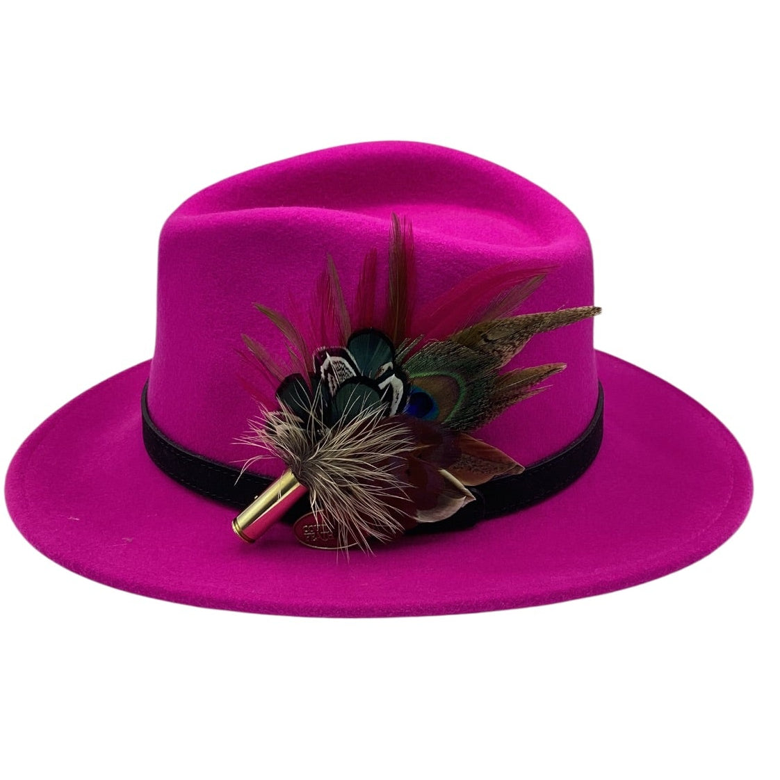 Wine, Green and Natural Feather Hat Pin (CFP829)