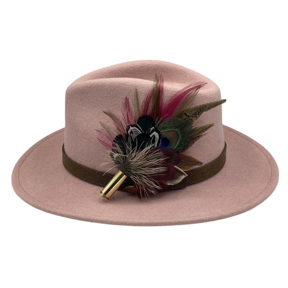 Wine, Green and Natural Feather Hat Pin (CFP829)