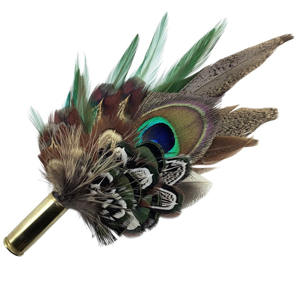 Emerald Green and Natural Feather Hat Pin (CFP830)