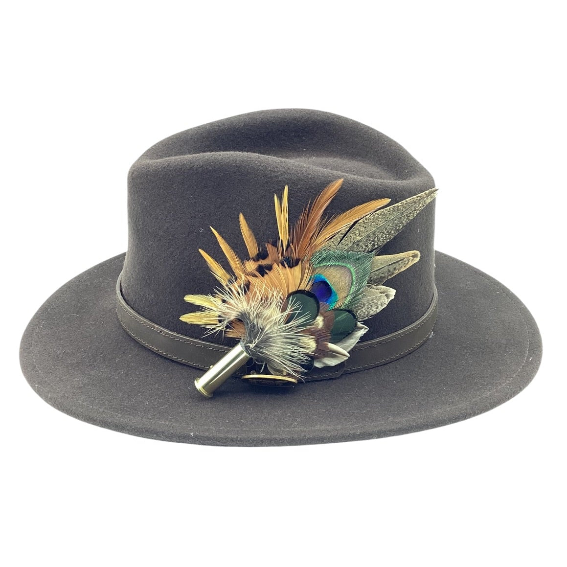 Copper, Emerald Green and Natural Feather Hat Pin (CFP831)