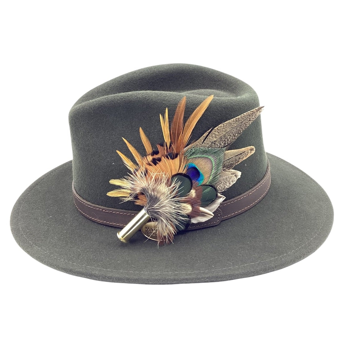 Copper, Emerald Green and Natural Feather Hat Pin (CFP831)