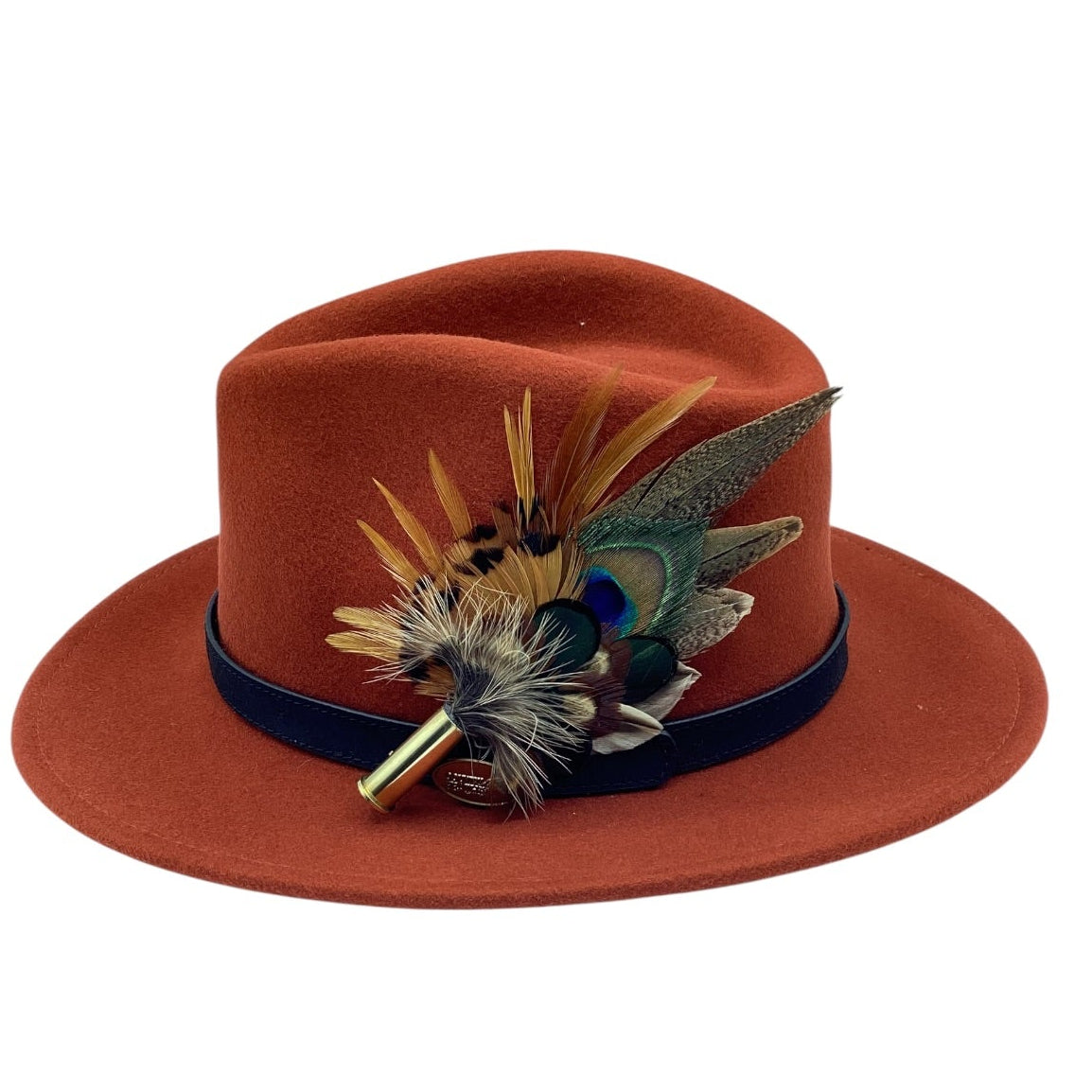 Copper, Emerald Green and Natural Feather Hat Pin (CFP831)