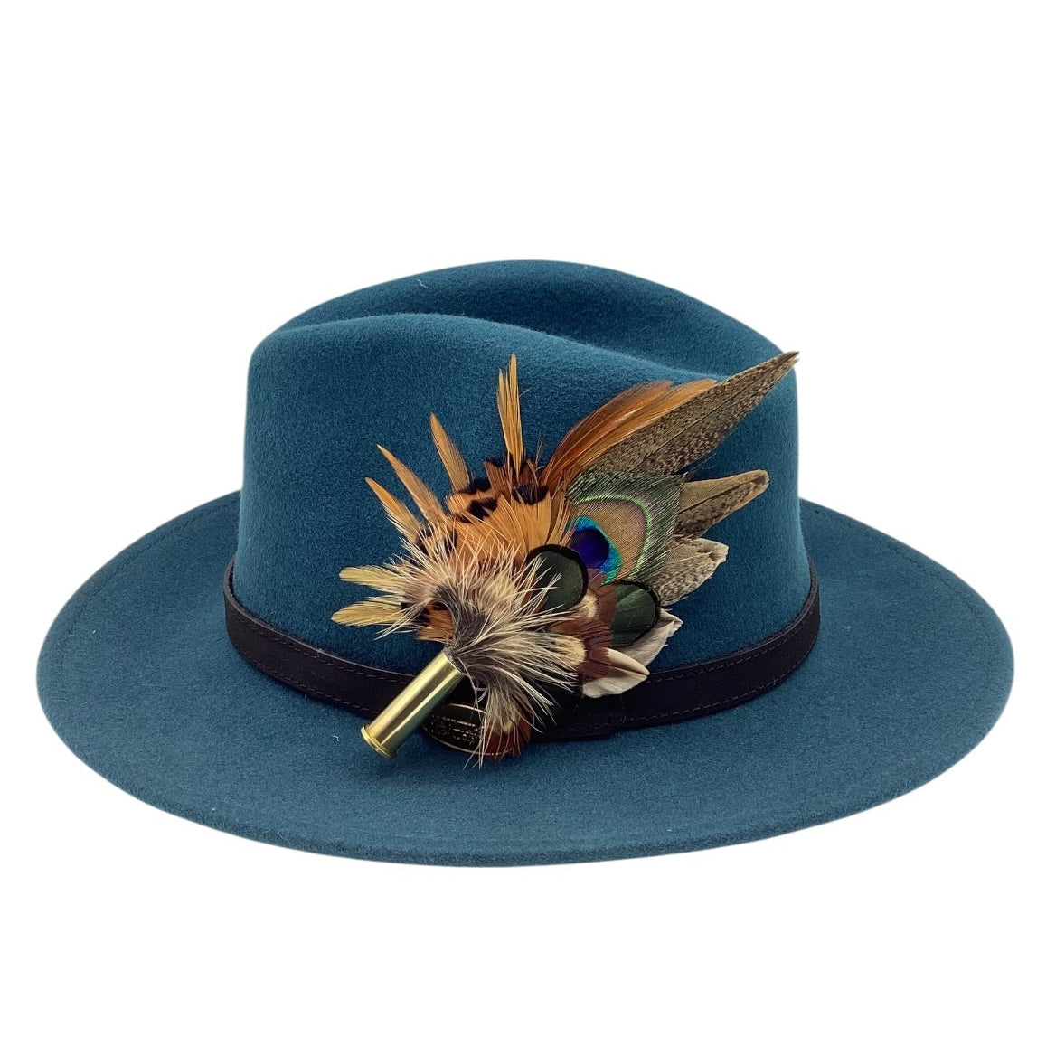 Copper, Emerald Green and Natural Feather Hat Pin (CFP831)