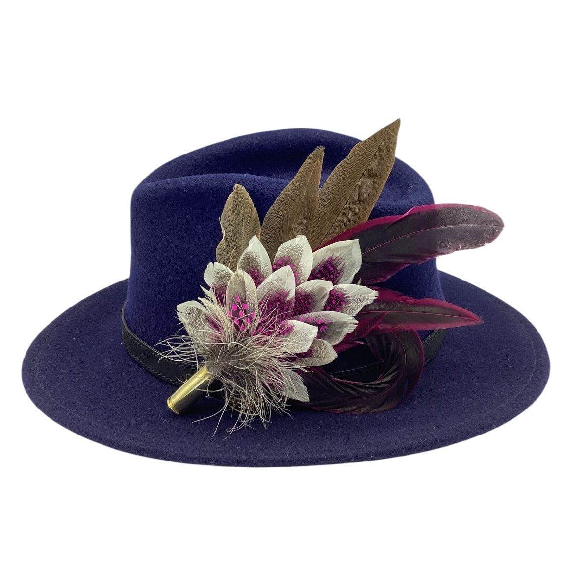 Wine, Cerise Pink and Natural Feather Hat Pin (CFP833)