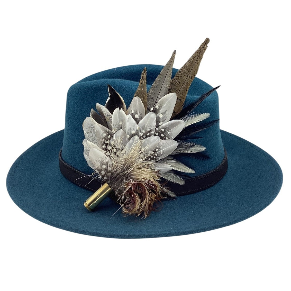 Black, White and Natural Feather Hat Pin (CFP834)