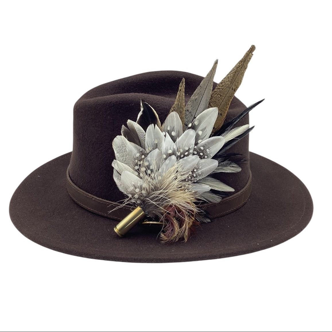 Black, White and Natural Feather Hat Pin (CFP834)