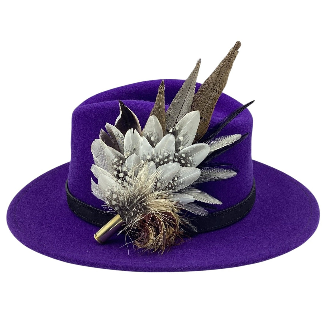 Black, White and Natural Feather Hat Pin (CFP834)