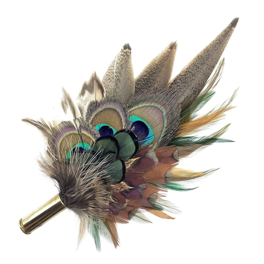 Green, Mustard and Natural Feather Hat Pin (CFP835)